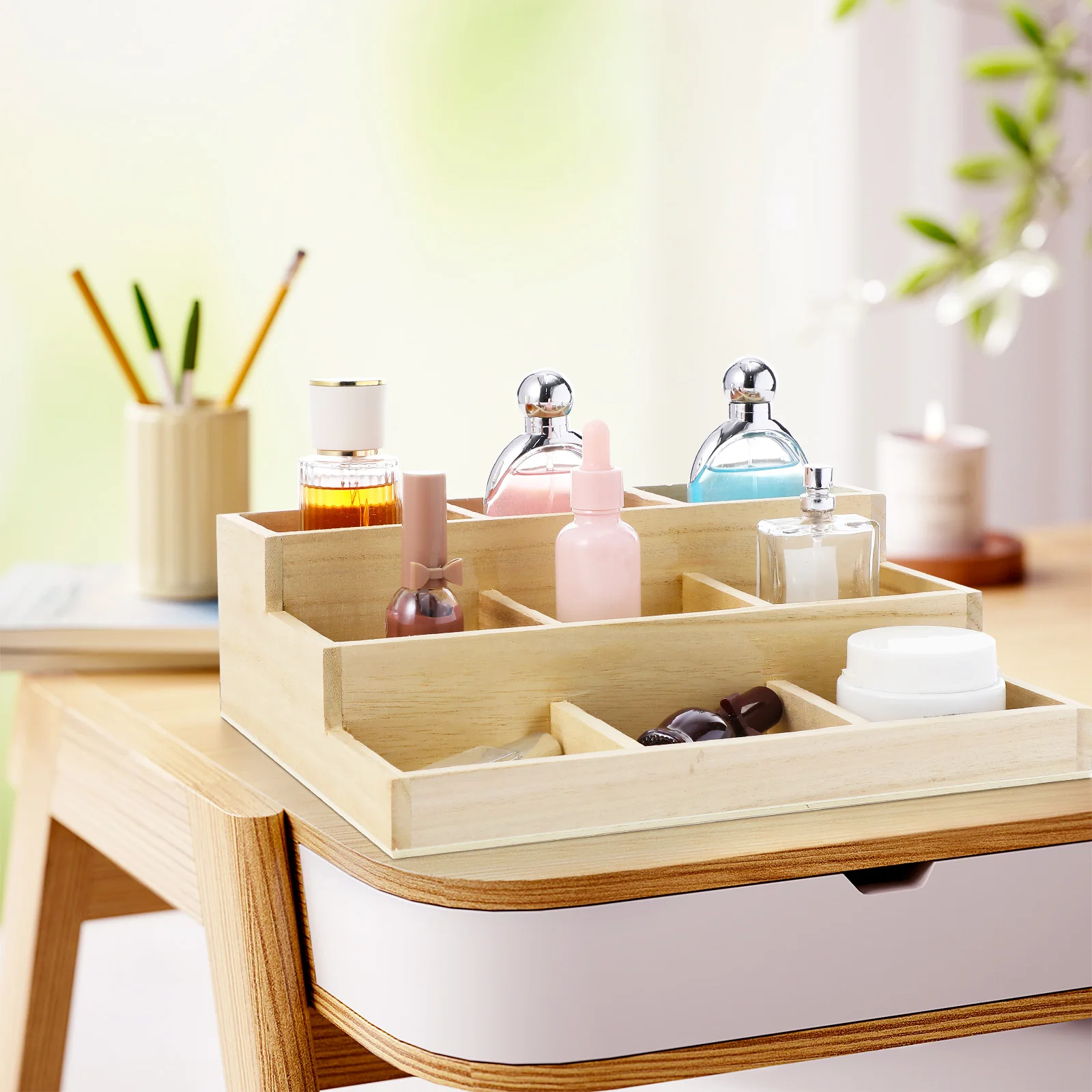 

Vintage Style Wooden Jewelry Storage Box Organizer For Rings Earrings Necklaces Compact Durable Wear-Resistant Desktop Holder