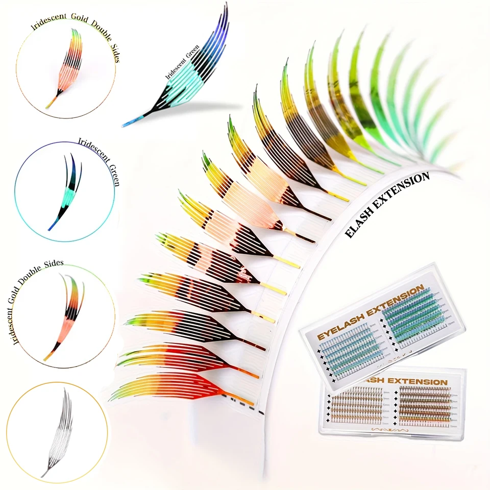 Dual Sided Colored Shiny Comic Spire Eyelash Extension Easy to graft Holographic Manga Premium Mink Lashes For Christmas Cosplay