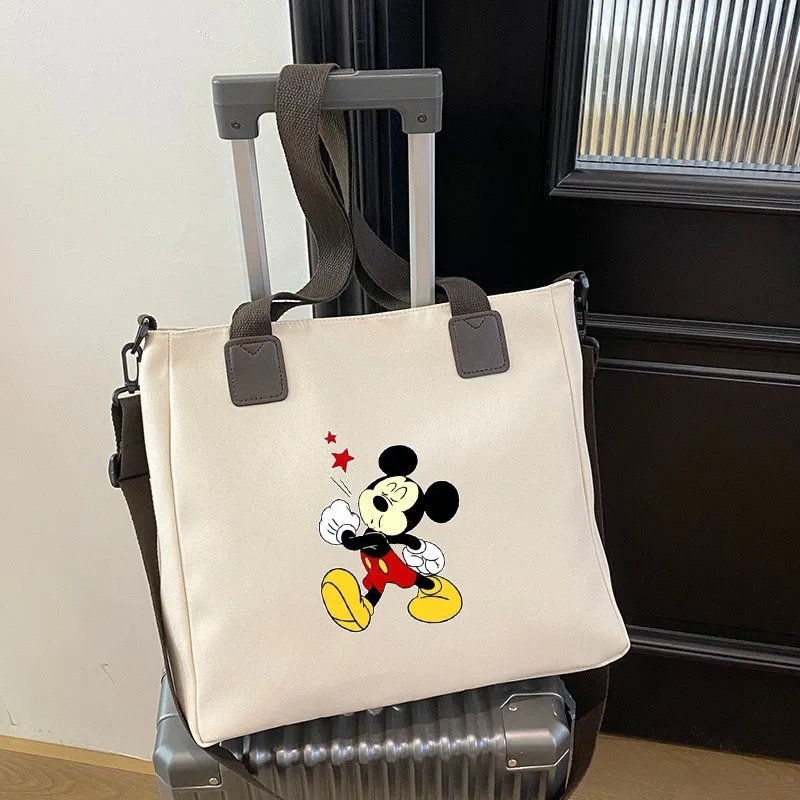 

Disney Mickey Canvas Tote Bag Women's Versatile Casual Shoulder Bag Commuter Handbag Multifunctional Large Capacity Mommy Bag