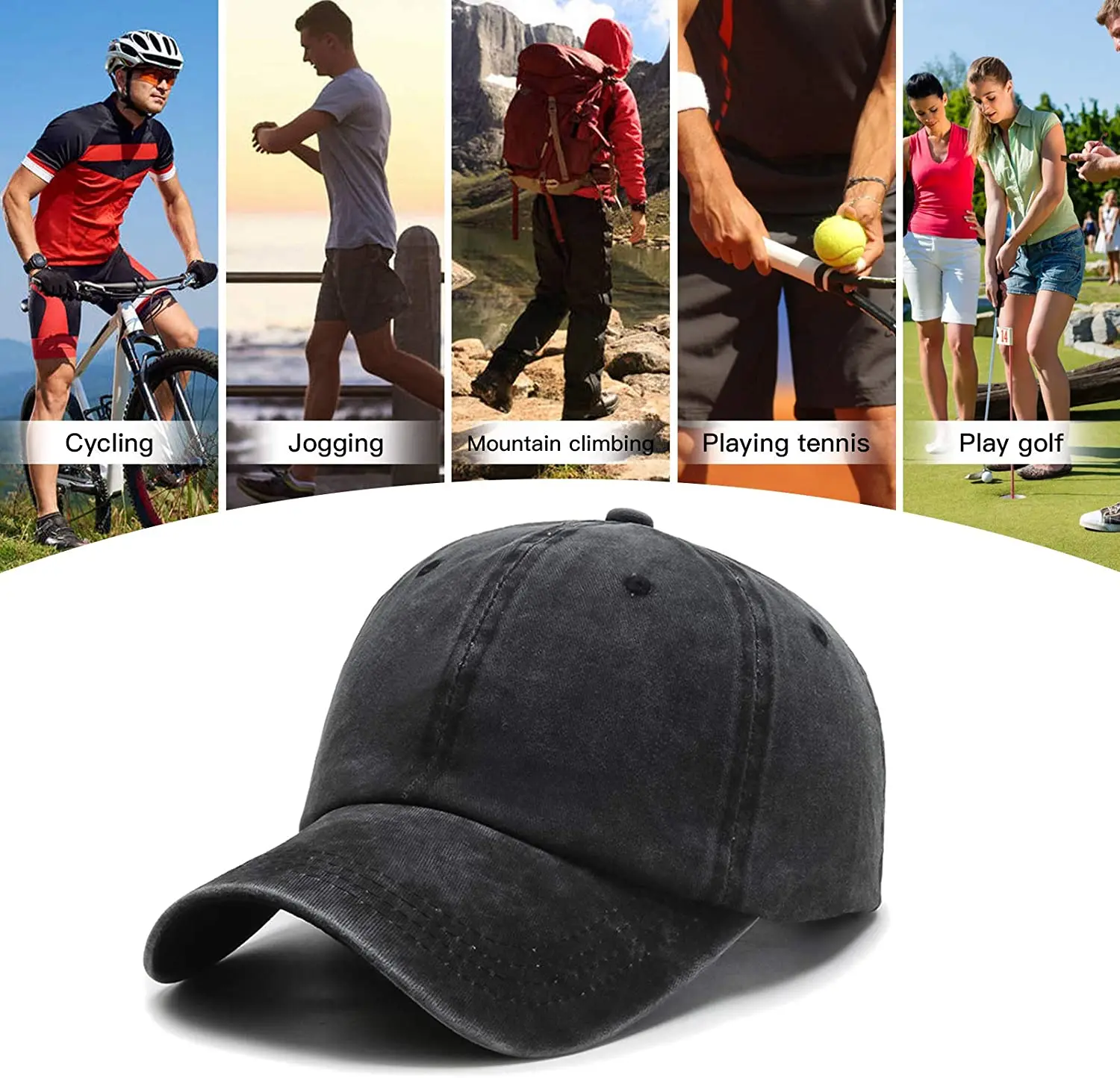 Casquette de cowboy en denim avec logo amusant, chapeau de sport unisexe, casquette de baseball noire, patte de chien de plage, mode estivale