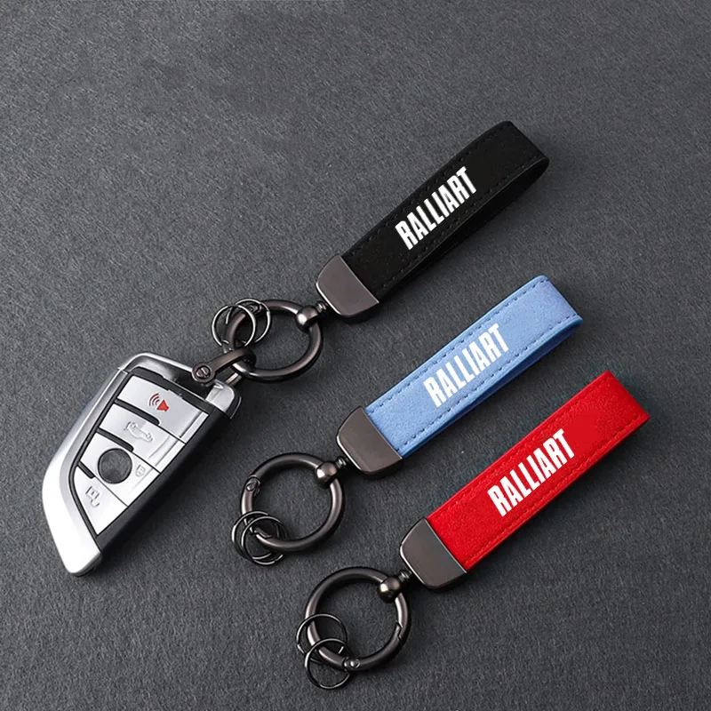 

1pcs Leather Car Styling Badge Pendant 4s Shop Gifts Auto keychain For Ralliart Mitsubishi Lancer Lancer EX Outlander ASX