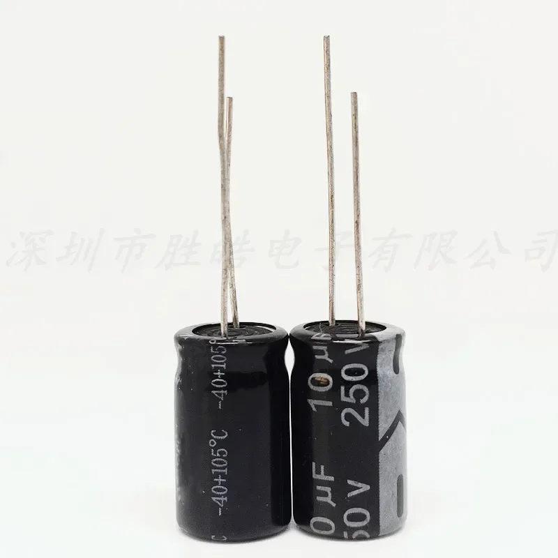 (10 uds/100 uds) 250V10uF serie 10x16mm condensador electrolítico de aluminio 250V10uF enchufe recto de alta calidad