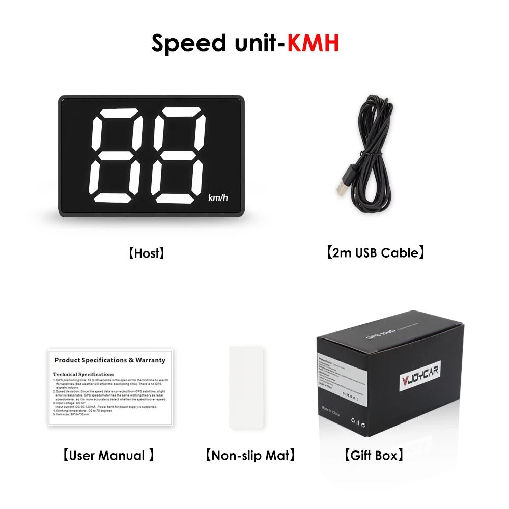 Vjoycar Nieuwste GPS-snelheidsmeter voor alle auto's Plug and Play Groot lettertype Klein formaat Volledig scherm 2-kleuren auto-elektronica-accessoires