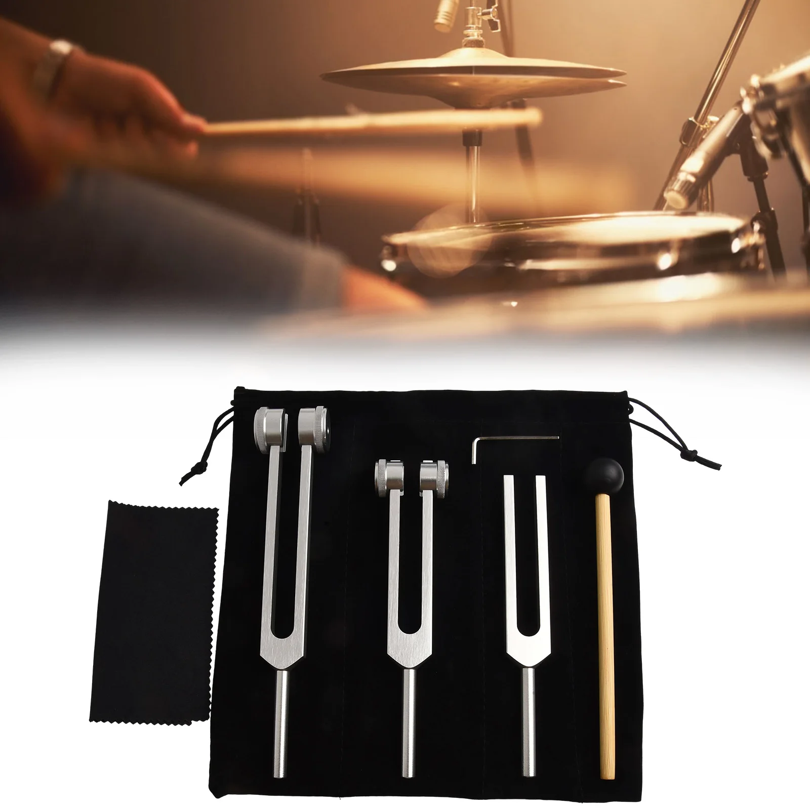 Set diapason 27,9x18,8x4,5 cm Metallo ARGENTO/ORO128Hz 256Hz 512Hz Diapason per strumenti musicali Strumento di regolazione