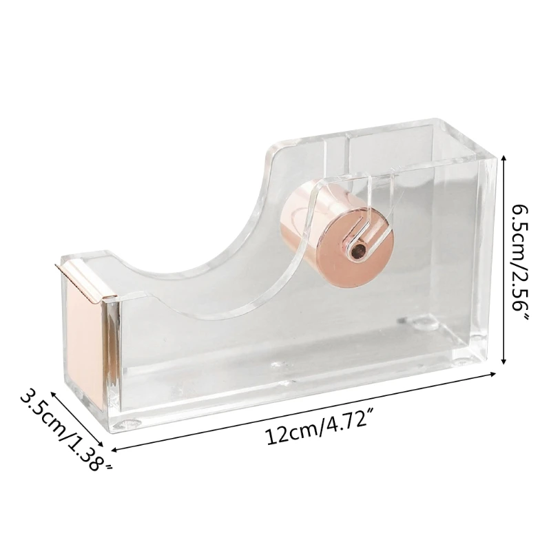 Acrylic Clear Office Desktop Tape Dispenser Tape Holder Gold Rose Gold for Office School Supplies