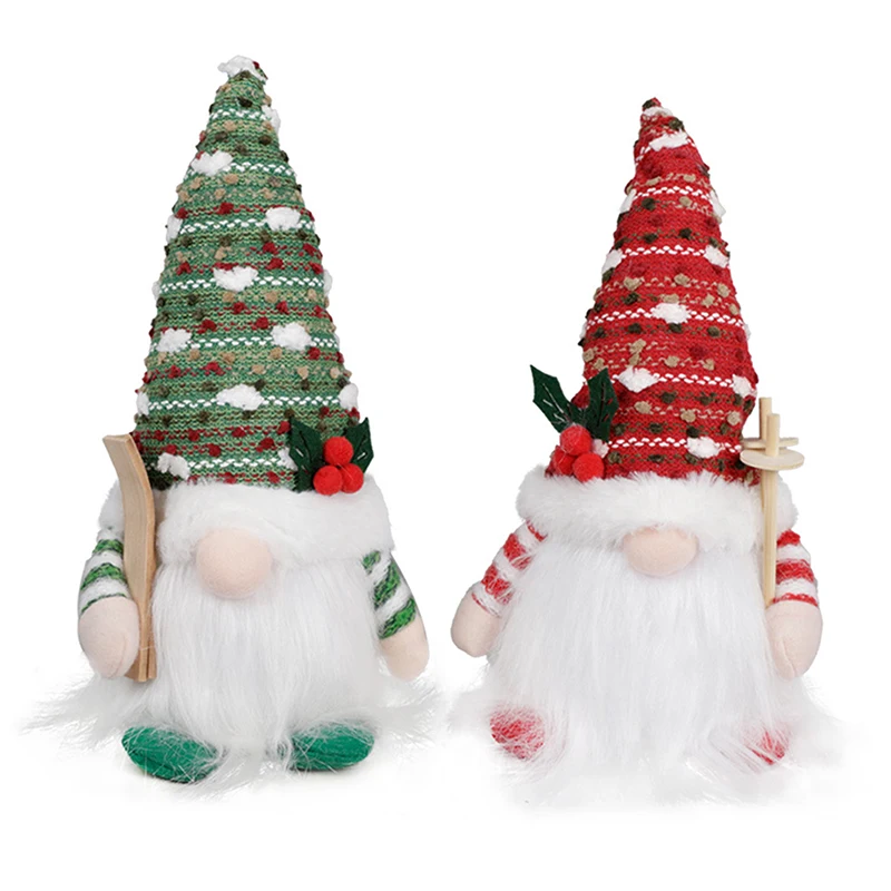 Christmas Gnomes Plush With LED Lighting Beard, Red And Green Hat Santa Claus Gnomes (Battery NOT Included)