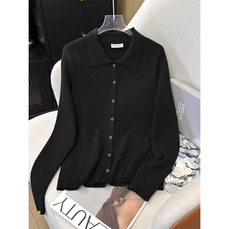 

Autumn Winter Korean Fashion Solid Knitted Sweater Women's Long Sleeves Elegant Single Breasted Cardigan Tops Causal Simplicity