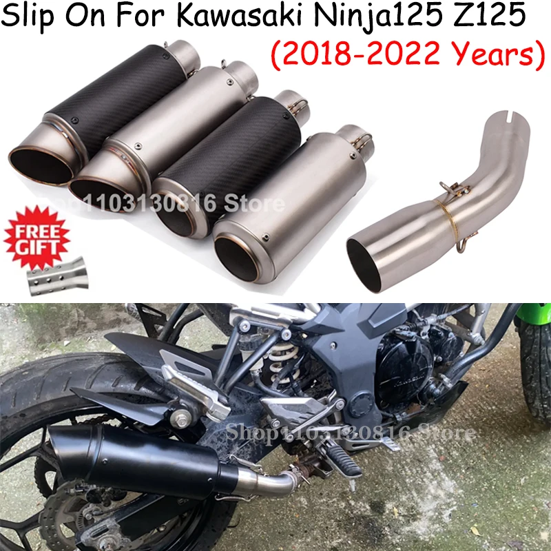 

Slip-On For Kawasaki Ninja125 Z125 NINJA 125 2018 - 2022 Motorcycle Exhaust Escape Systems Mid Link Pipe 51MM Muffler DB Killer