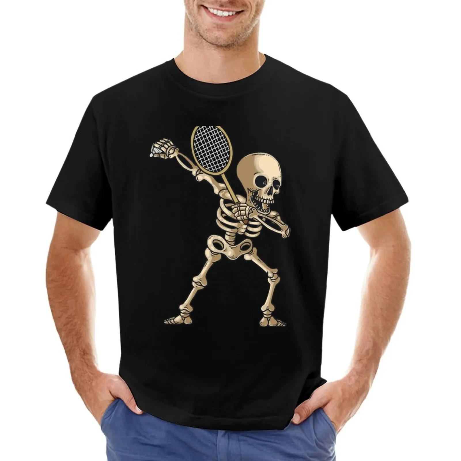 Badminton Dabbing Skeleton Halloween Costume Shuttlecock Badminton Funny Apparel T-Shirt designer shirts sweat shirts, men