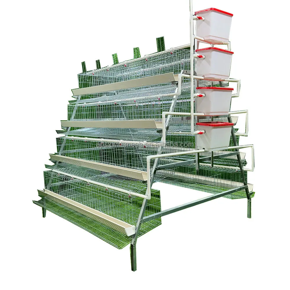 Poultry Equipment Chicken Battery A/H 4 Tier Type Egg Layer Chicken Coop Cage Hot-Dip Galvanized Long Service Life