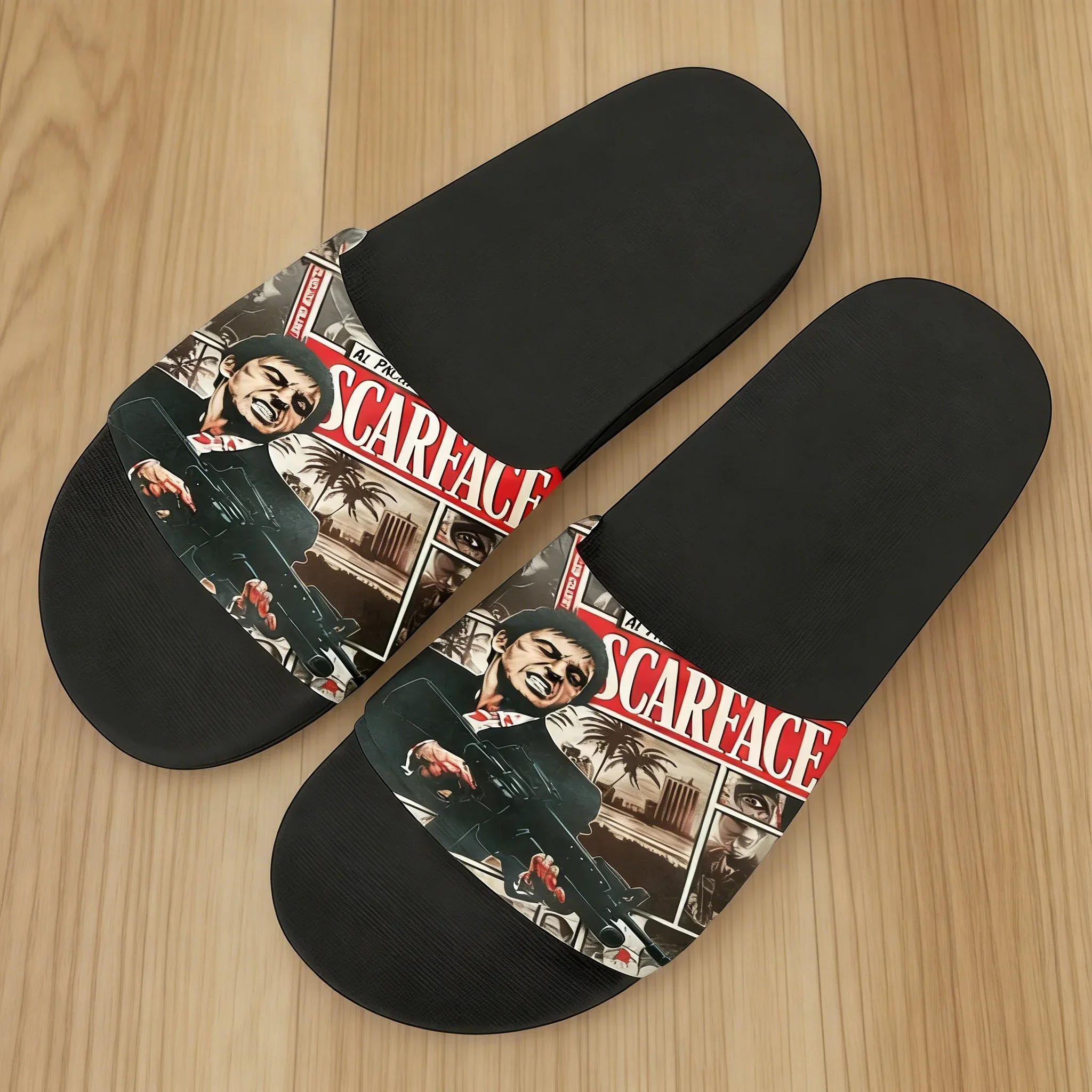 

Tony Montana Scarface Slippers, Custom Summer Water Shoes for Men & Women, Beach Pool Slides