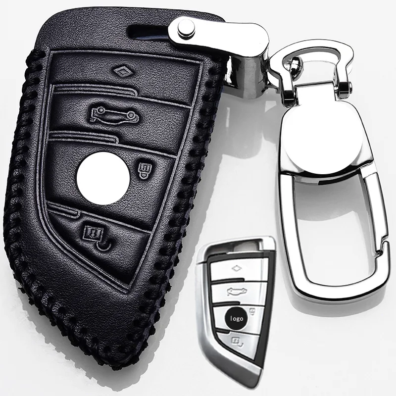 For BMW 3 5 Serial 520 525 530 540 320 330 X2 X3 X4 X5 i3 ix3 Leather Car Key Case Shell Keychain Keyring Protection Accessories