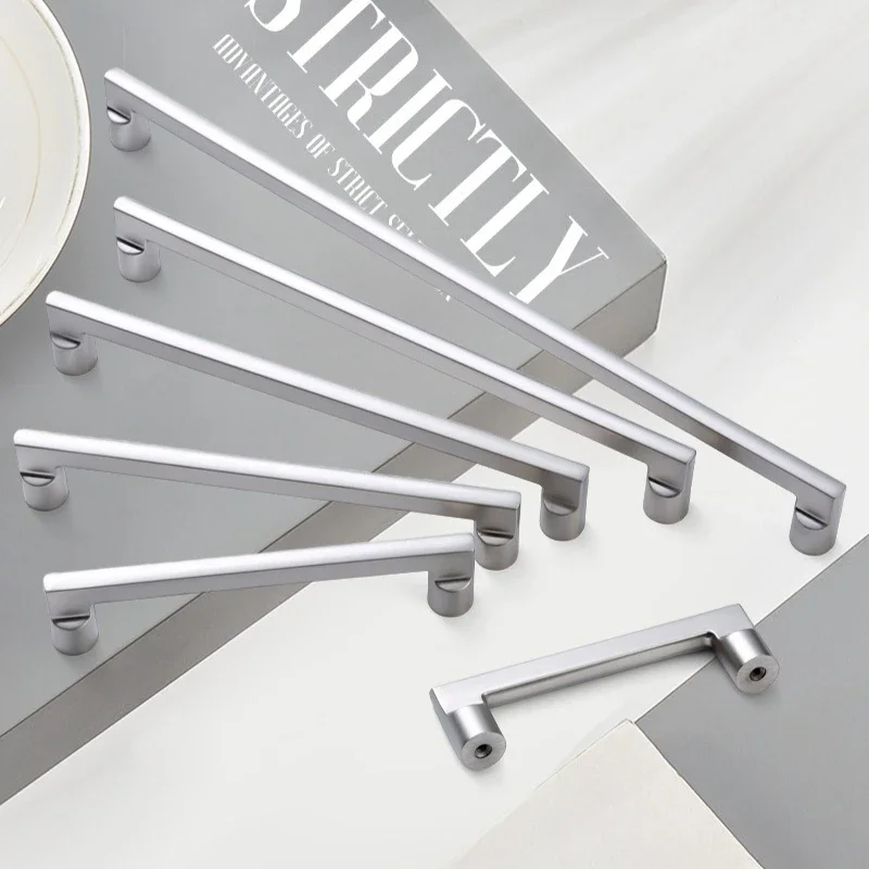 Nickel Brushed Wardrobe Long Pull Handle Minimalist Cabinet Door Handle Single-Hole Knob For Drawer Creative Furniture Hardware