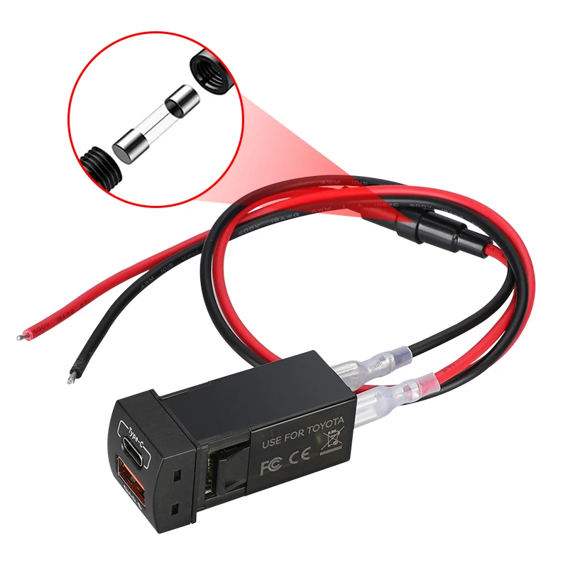 48W hızlı şarj QC3.0 USB tip-c PD 12V Toyota Corolla araba cep telefonu aksesuarları için güç soketi adaptörü hızlı şarj