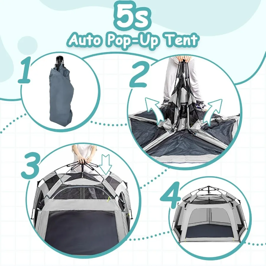 Barraca de cercadinho popup portátil para bebês e crianças Versátil para uso interno e externo com dossel Bolsa de viagem compacta ideal para B