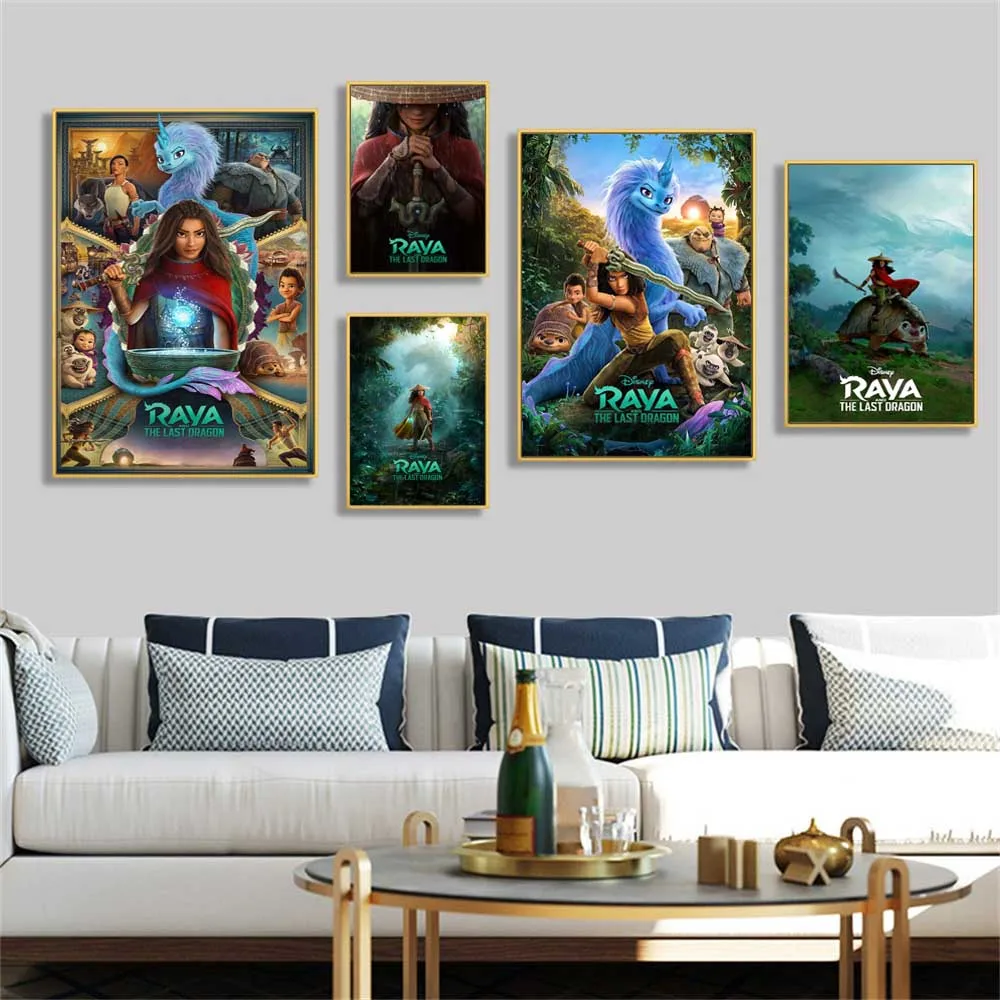 

Disney Movie Raya and The Last Dragon Poster Cartoon Warrior Wall Art Canvas Painting Prints for Living Room Kids Room Decor