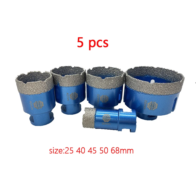 

5 Pcs M14 Thread Vacuum Brazed Dry Diamond Drilling Core Bits Ceramic Tile Hole Saw Granite Marble Porcelain Brick Stone Drill