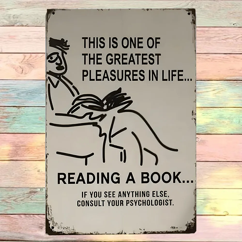 لافتة قصدير اقتباس للقراءة العتيقة - لوحة فنية جدارية معدنية مقاس 8 × 12 بوصة للمنزل والمدرسة والبار - احتفال برح الكتب