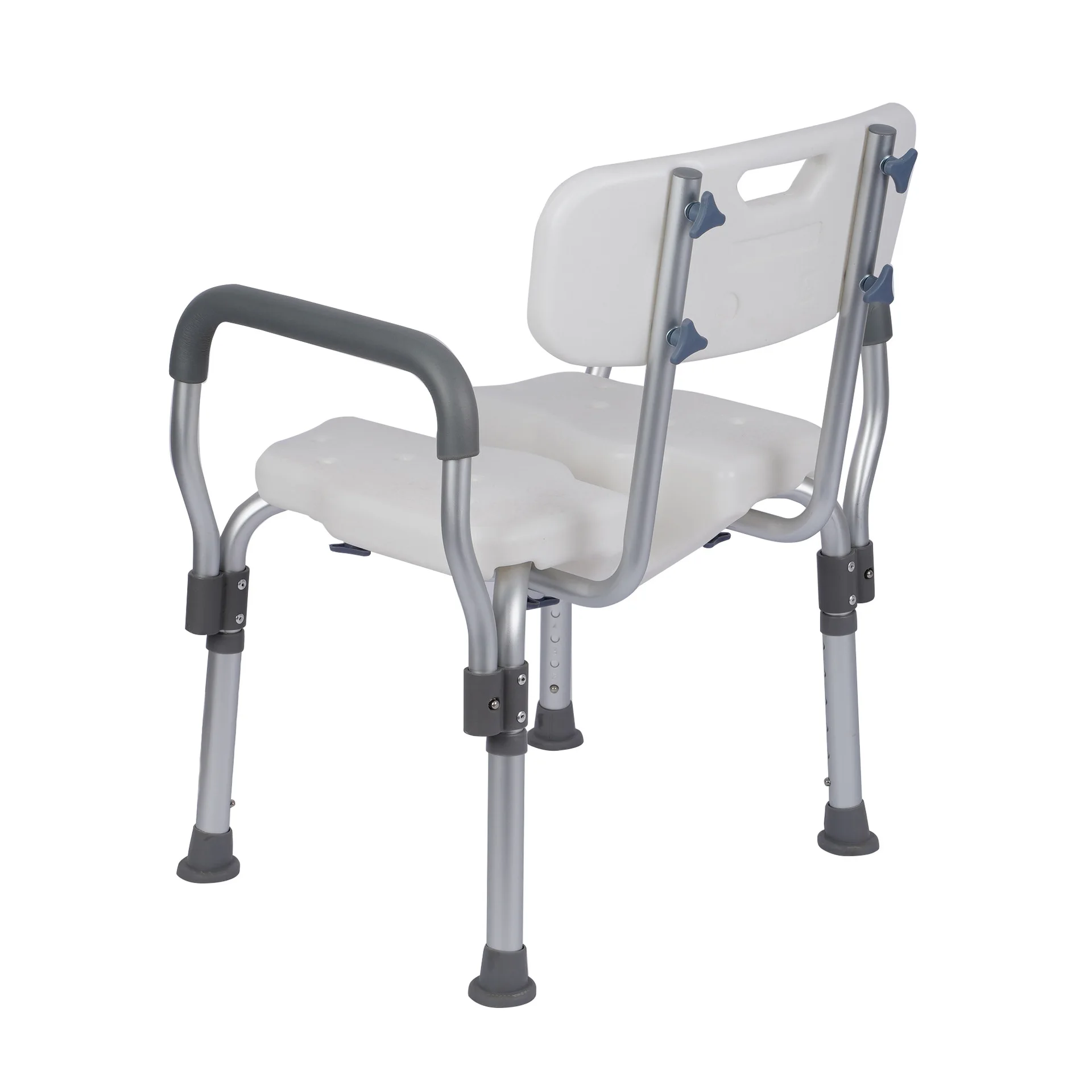 كرسي استحمام قابل للتعديل بارتفاع غير قابل للانزلاق مع ظهر لكبار السن والمعاقين للعناية المنزلية وإعادة تأهيل الحمام