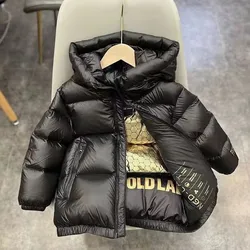 Children's Winter New down Jacket Jacket Black Gold down Jacket Boys Girls Middle and Large Children Thickened Short Jacket Kids