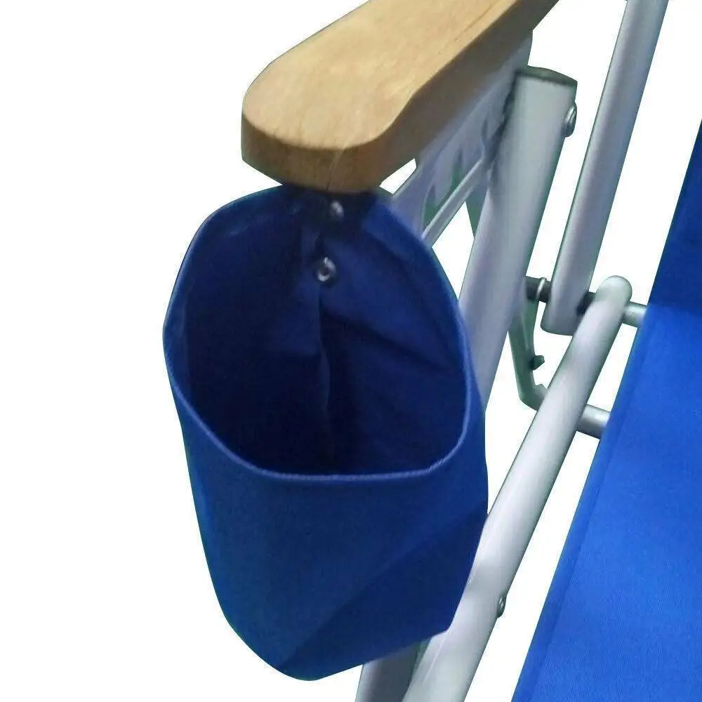 Mochila de playa plegable, silla portátil de construcción sólida azul + portavasos