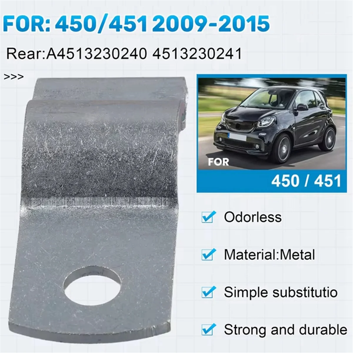 Car RUBBER BRACKETS STABILIZER BAR for SMART 450/451 2009-2015 4513230241 4513230340
