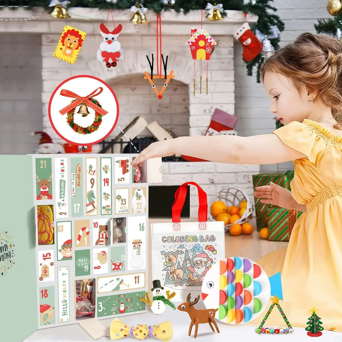 DIY Arts & Crafts Advent Calendar for Kids 2024 Christmas Include Instructions, 24 Fun Creative Christmas Handmade Ornaments Tre