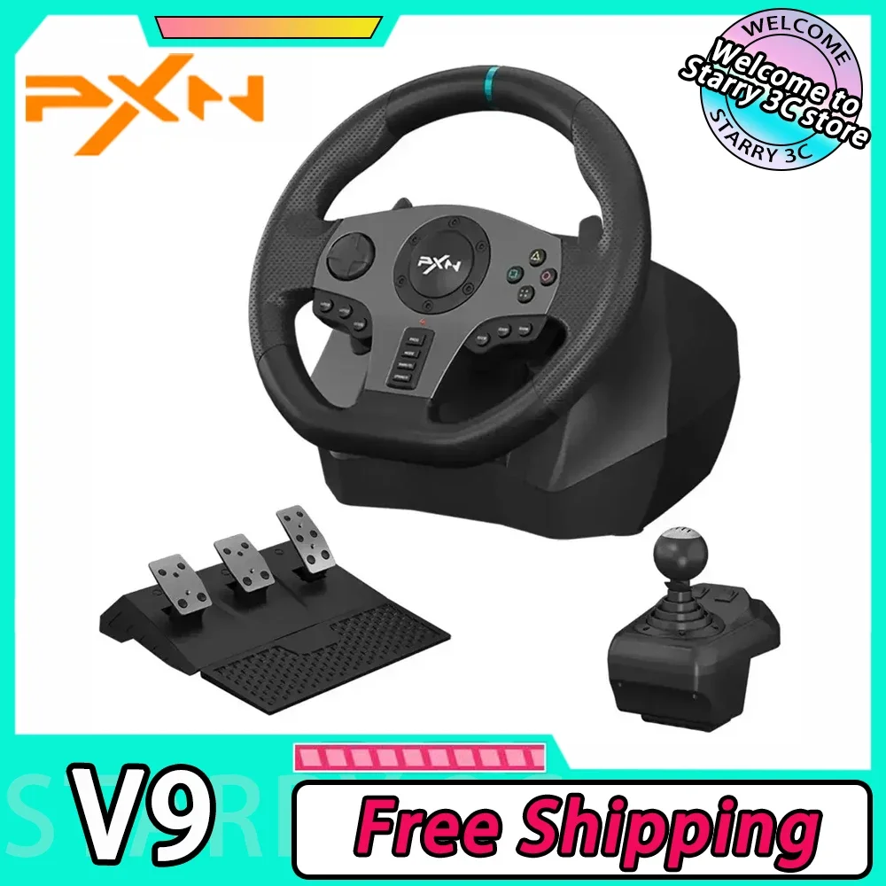 PXN V9 Gaming Racing Wheel Game Race Wheel For PS3/PS4/Xbox One/PC Windows/ nintendo Switch/Xbox Series S/X 270°/900° Customize