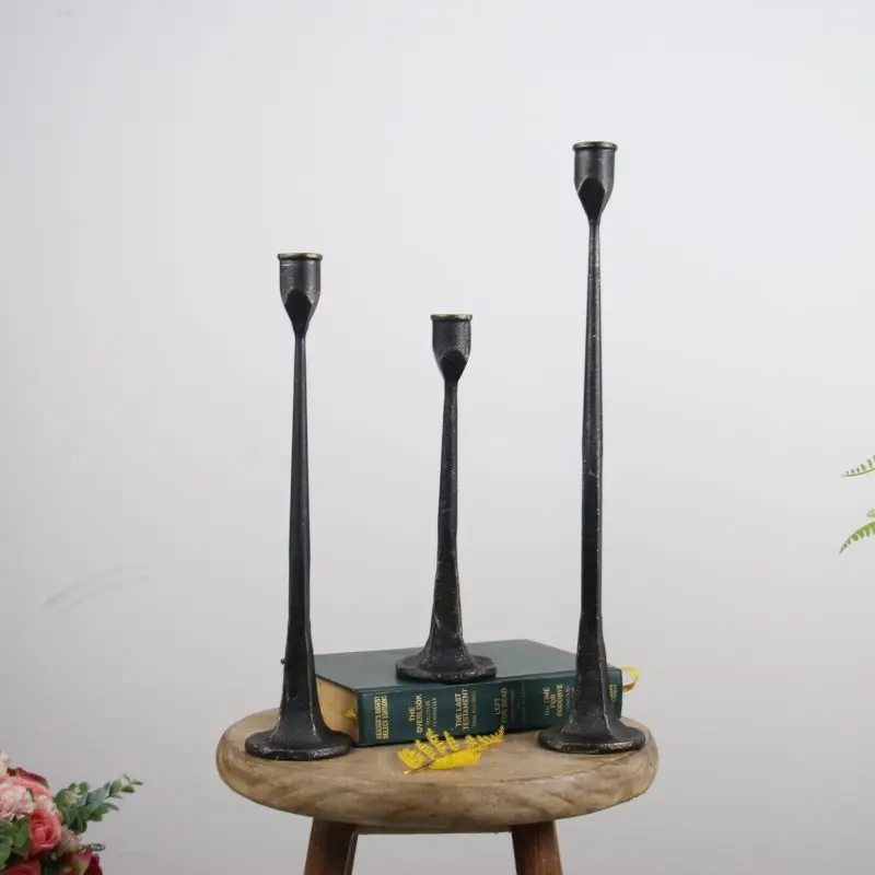 Factory Direct Compatible with Black Cast Iron Single Head  Holder Tall Candle Cup Candle Light Dinner  Ornament