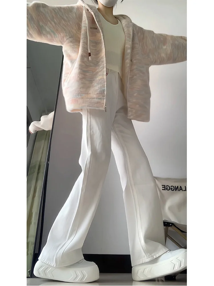 

High Waist Straight Leg White Jeans Women's Spring Autumn New Design Slimming Loose Wide Leg Pants Taller Ladies Faion