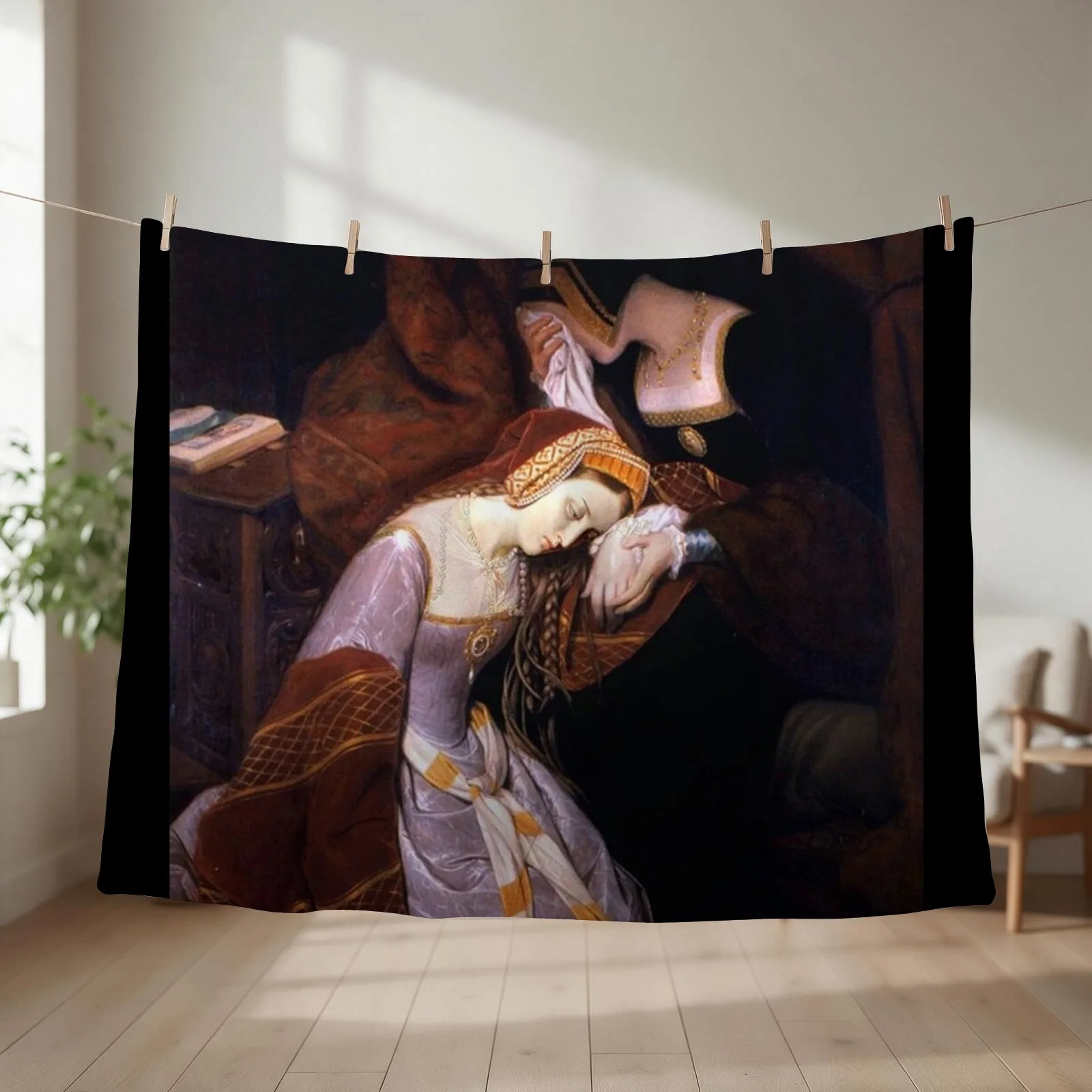 Anne Boleyn in the Tower by Edouard Cibot | The six Throw Blanket anime Multi-Purpose valentine gift ideas Cute Plaid Blankets