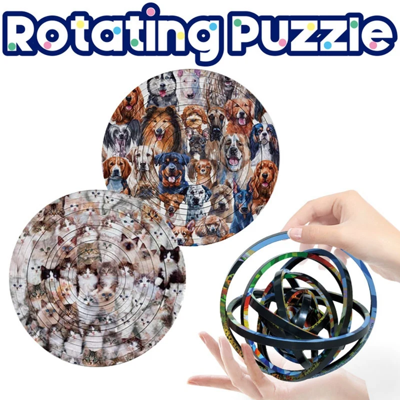 Puzzle circolare a doppia faccia con rotazione dimensionale a 360 gradi Puzzle rotante per regali di natale per bambini