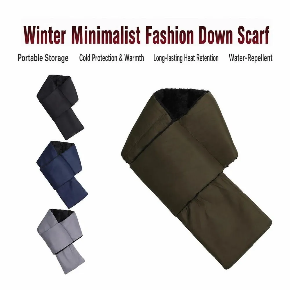 Luxury Waterproof Neck Warmer Thick Down Cotton Filled Winter Scarf Furry Texture Windproof Outdoor Scarf Hiking Skiing