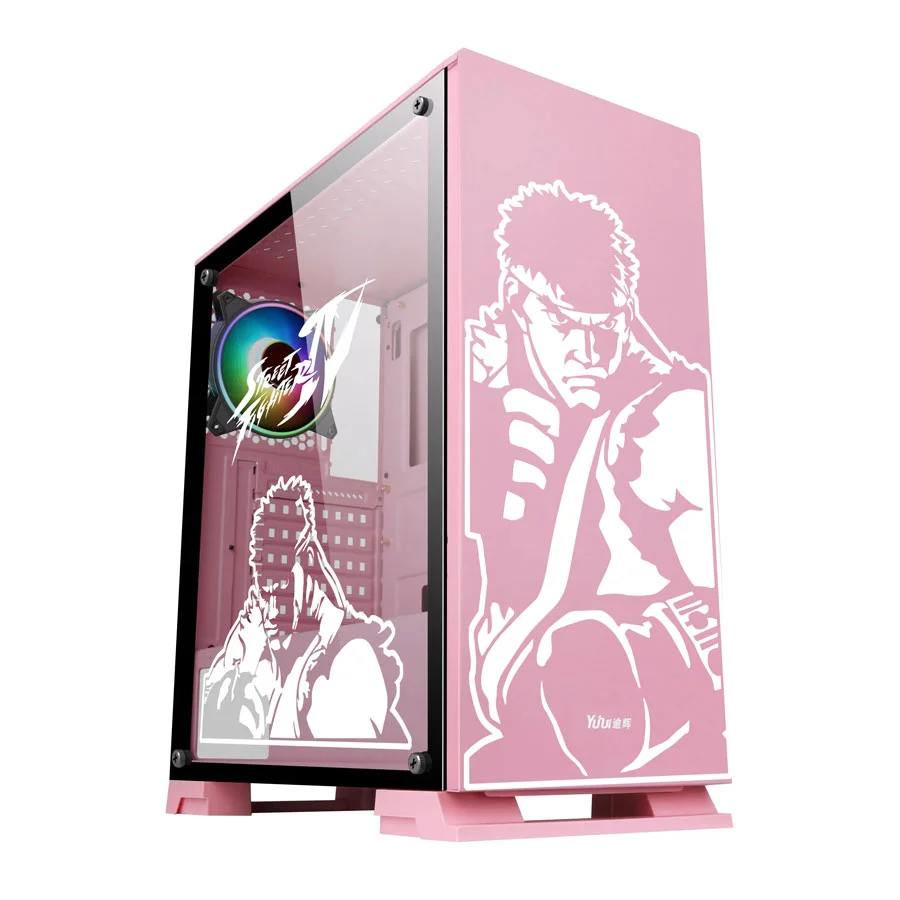 Ryu Vinyl Stickers for Atx Gaming PC Case,Game Characters Decor Decals for Computer Chassis,Hollow Out Waterproof Sticker