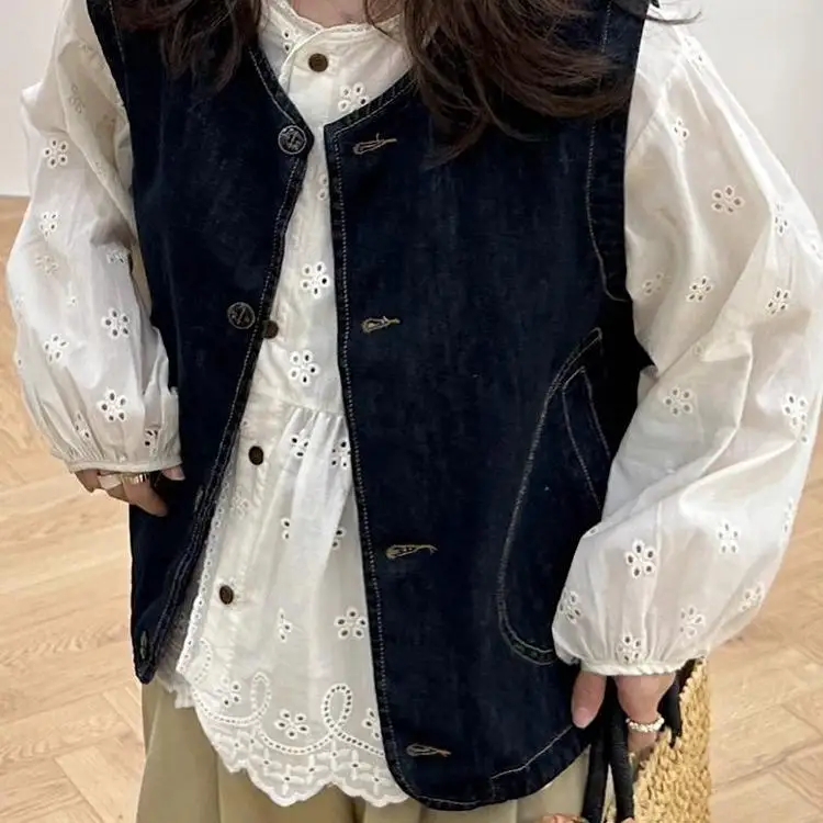 

plus Size 300 Pou Retro Denim Vest Women's Spring Summer Loose Outerwear Ins Sle Faionable Fat MM Casual Svel Top