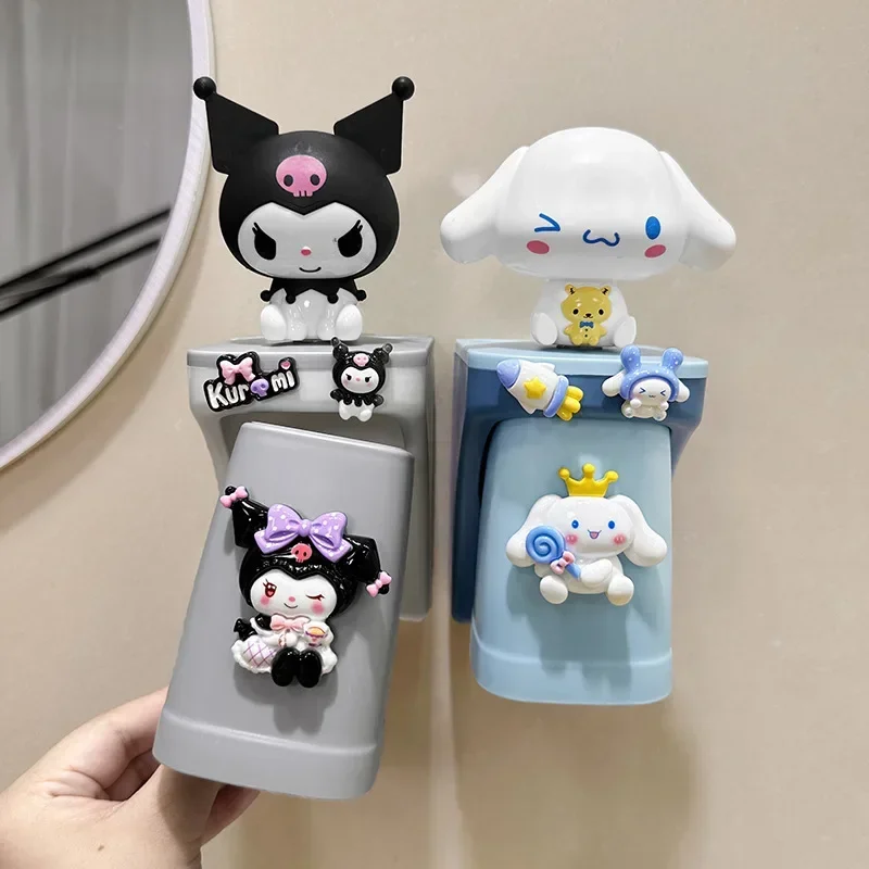 Kuromi My Melody Anime Kawaii Sanrio Children Toothbrush Shelf Punch-free Cinnamoroll Cute Cartoon Brushing Cup Gifts for Girls