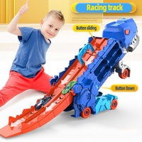 New product folding dinosaur Transporter Car Toys competitive game roll to eat & store die-cast cars（Come with2 Metal Cars）