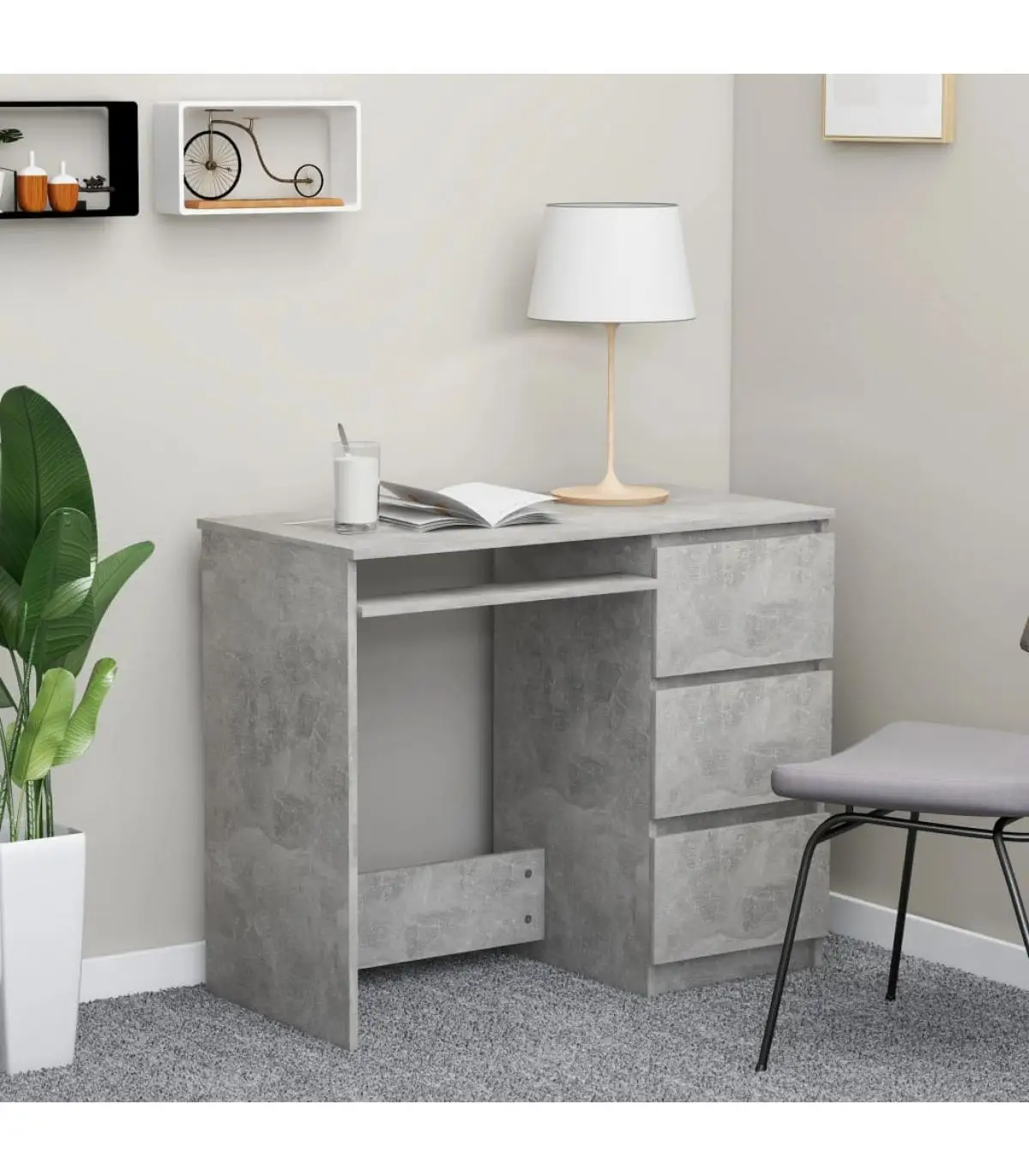 Desks desktop gray plywood concrete 90x45x76 cm