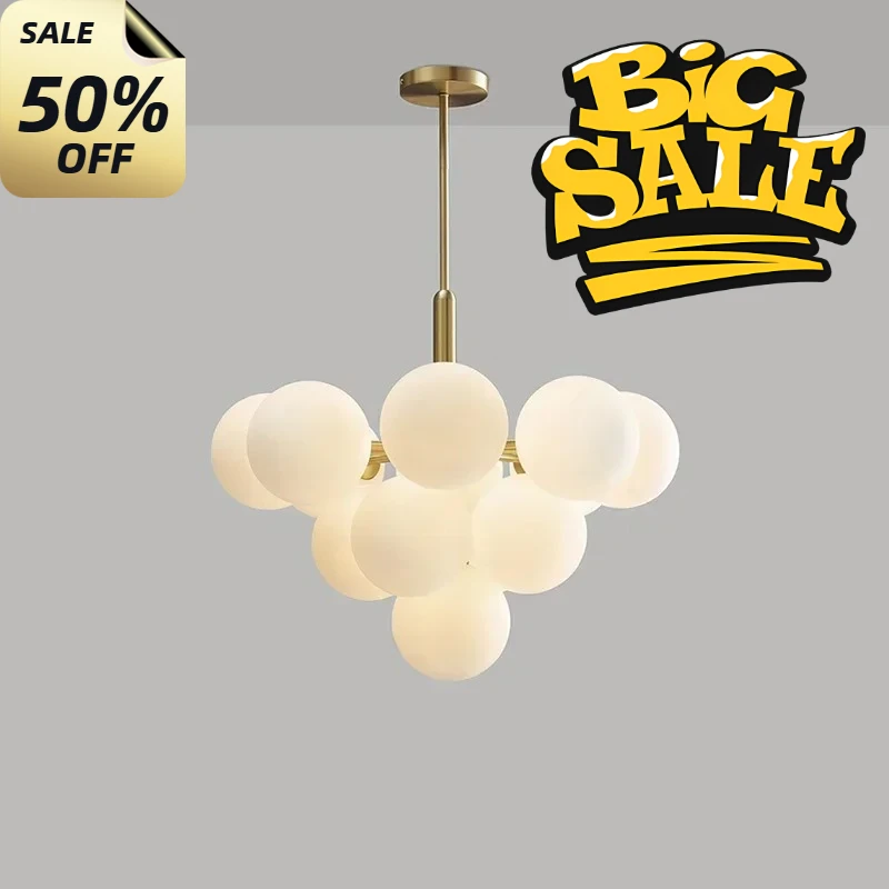 

French Simplicity Glass Chandelier Lighting for Living Room Decoration Indoor Dining Lights Luxury Hanging Lamp Lustre