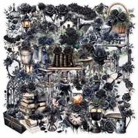 10/30/50PCS Black Rose Dark Series Cartoon Stickers DIY Decoration PVC Waterproof Skateboard Notebook Graffiti Toys