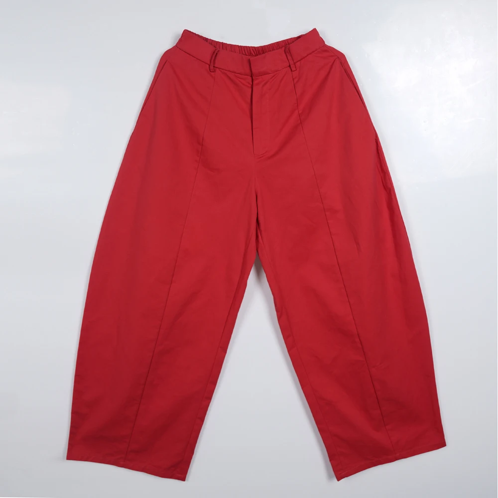 2026 Herbst Damen High-Waist Vertikale Naht Ballonhose Lose Weite Hose mit Knopf- und Reißverschluss Modische Streetwear Pendlerhose – Detail 9