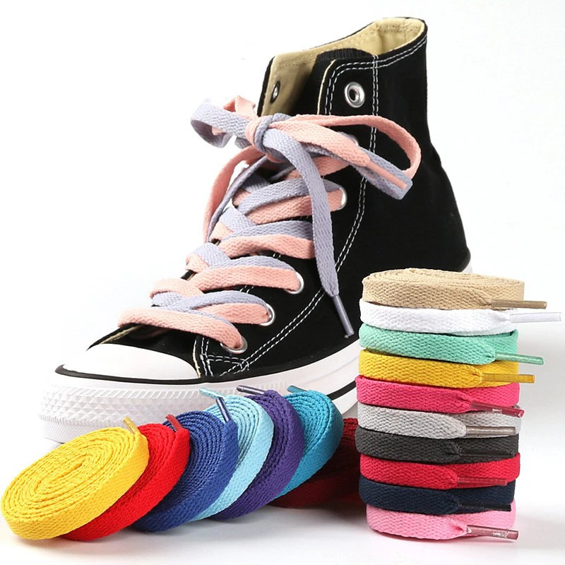 New High-Quality Laces for Sneakers and Casual Shoes Unisex 0.7 Cm Wide Solid-Color Flat Shoelaces 1Pair/3Pair
