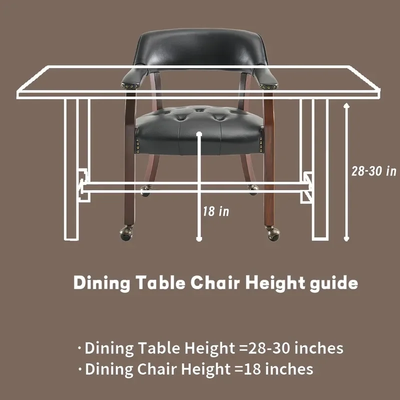 Large Dining Chairs with Wheels and Arm Set of 4 Caster Boss Captains Chairs with Solid Wood Leg Office Desk Chairs with