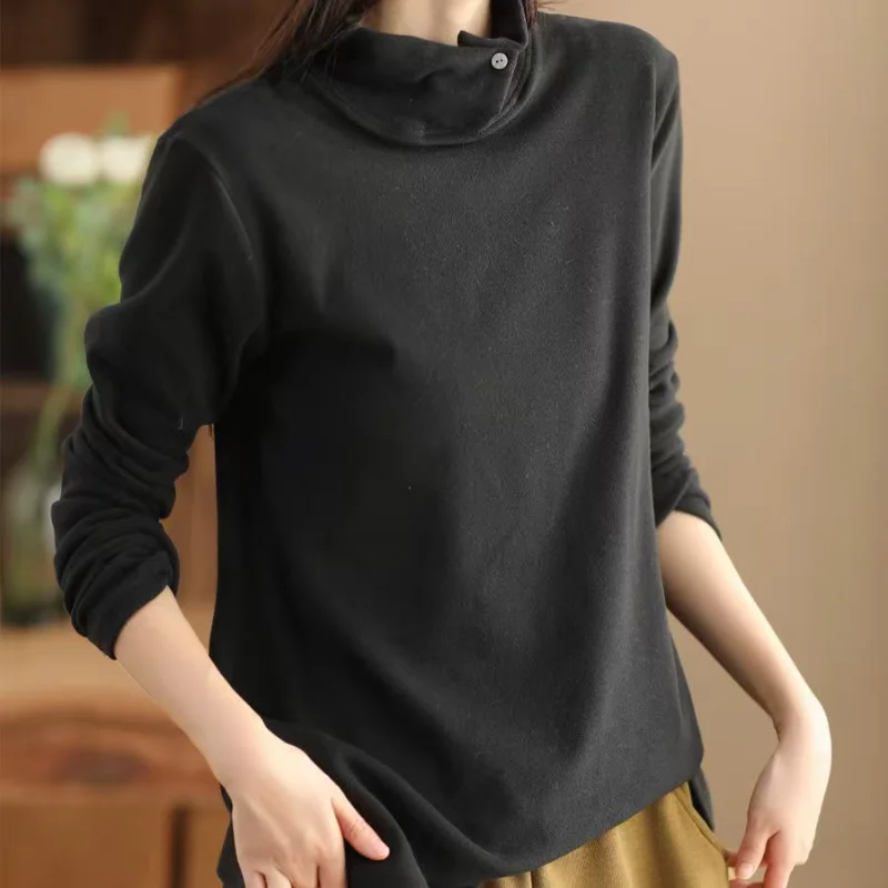 เสื้อสเวตเชิ้ตผ้าริบเดอร์ลอนสำหรับผู้หญิง ให้ความอบอุ่นด้วยผ้าฟลีซหนานุ่ม สวมใส่สบาย สไตล์ลำลอง ใช้ได้หลากหลาย คอปกพับได้ คอตั้ง แบบสวมสองทาง