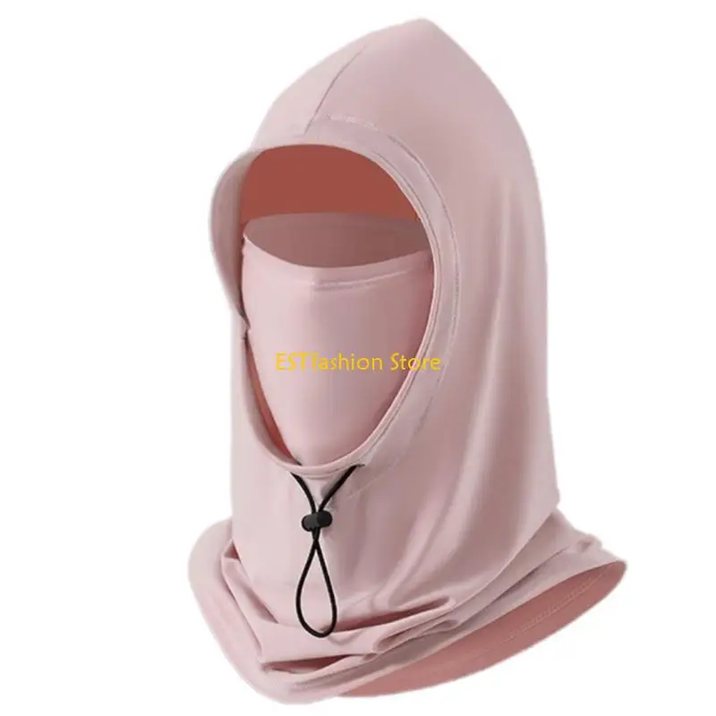 Y5GC Men's Full Coverage Balaclava Sun Headwear with Removable Neck Guard in Lightweight Ice Silk for Summer