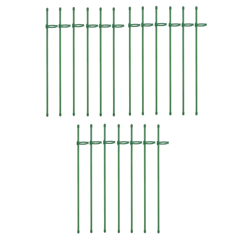 Plant Stakes Green Adjustable Garden Single Stem Plant Support Stakes,19Pcs Plant Support Sticks with Rings for Indoor