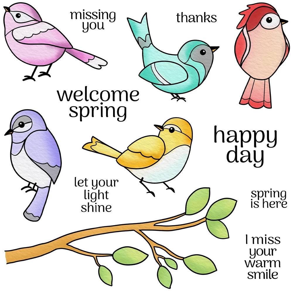 Mangocraft Spring Days Sparrow Birds Cutting Dies And Clear Stamp DIY Scrapbooking Metal Dies Silicone Stamps for Cards Albums