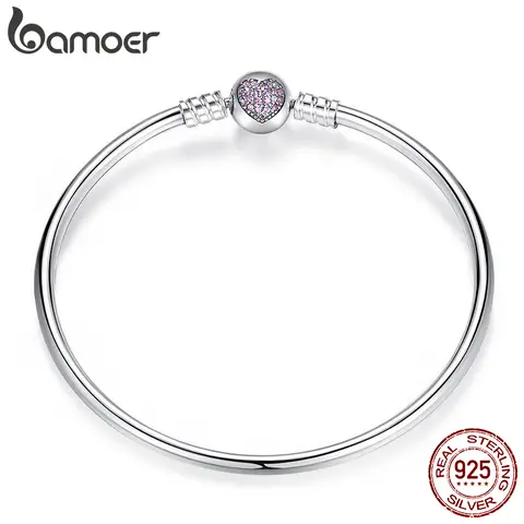 Sterling Silver Heart Bangle & Bracelet for Women bamoer