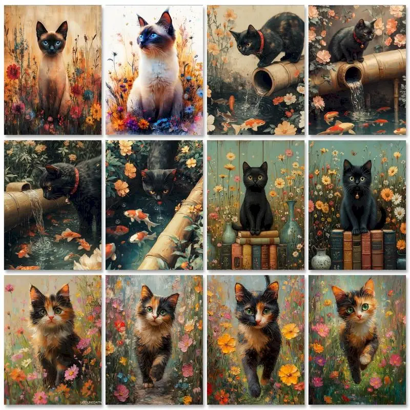 

GATYZTORY Painting By Number Cat Drawing On Canvas HandPainted Painting Art Gift DIY Pictures By Number Flower Kits Home Decor
