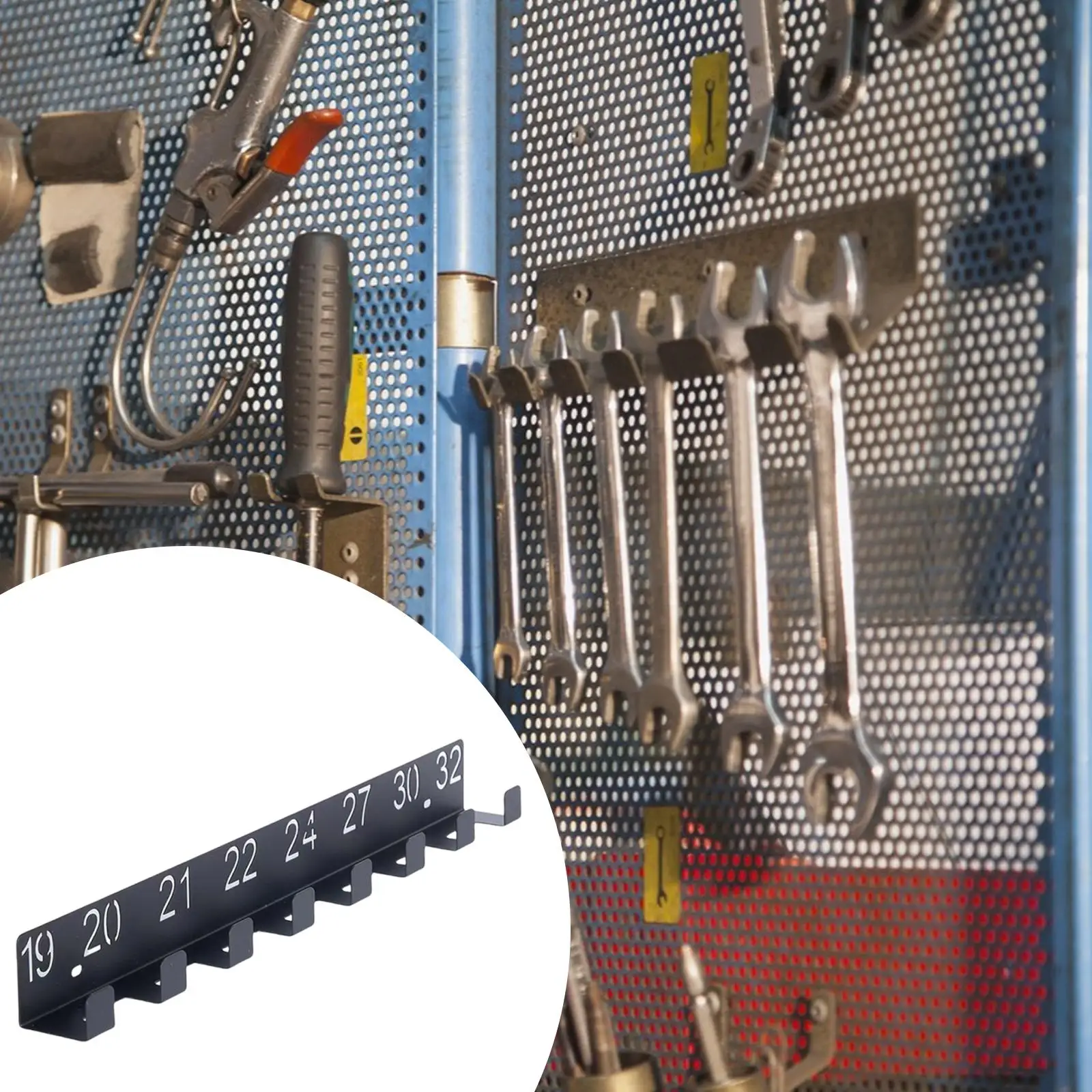 Practical Wrench Organizer Metal Wall Mount Holder with Numbered Hooks for Tools Storage at Home